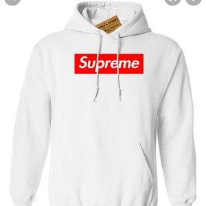 White custom supreme hoodie